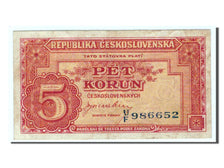 Czechoslovakia, 5 Korun, 1945, KM #59a, EF(40-45), UF