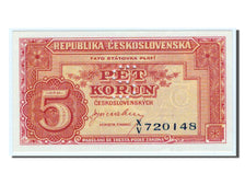 Geldschein, Tschechoslowakei, 5 Korun, 1945, UNZ