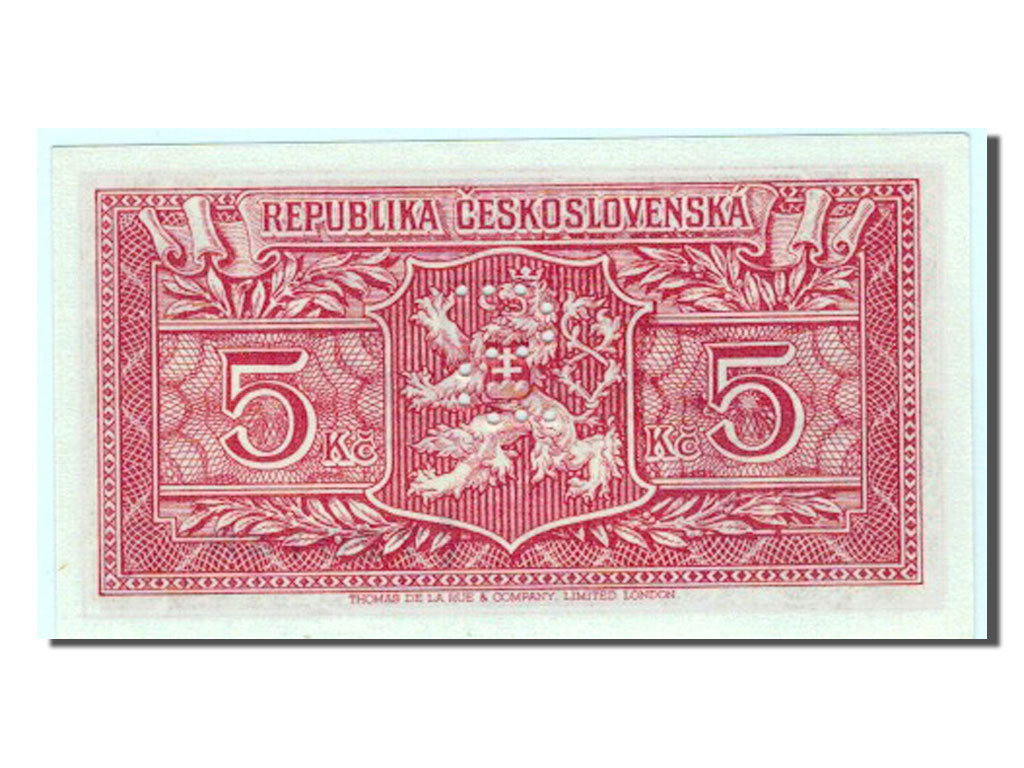 Geldschein, Tschechoslowakei, 5 Korun, 1945, UNZ