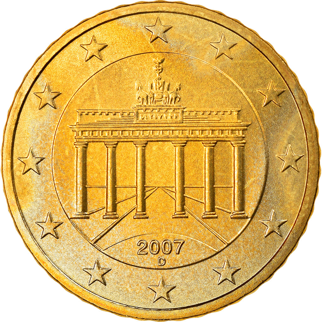 GERMANY - FEDERAL REPUBLIC, 50 Euro Cent, 2007, Munich, EF(40-45), Brass, KM:256