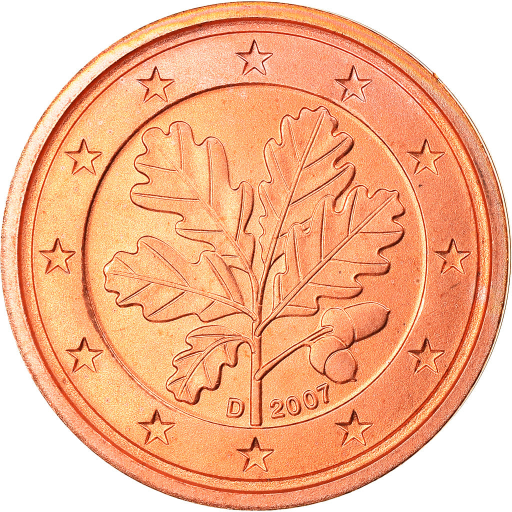 GERMANIA - REPUBBLICA FEDERALE, 2 Euro Cent, 2007, Munich, SPL, Acciaio placcato