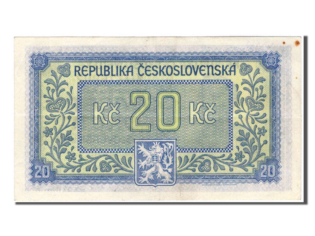 Banconote, Cecoslovacchia, 20 Korun, 1945, BB+