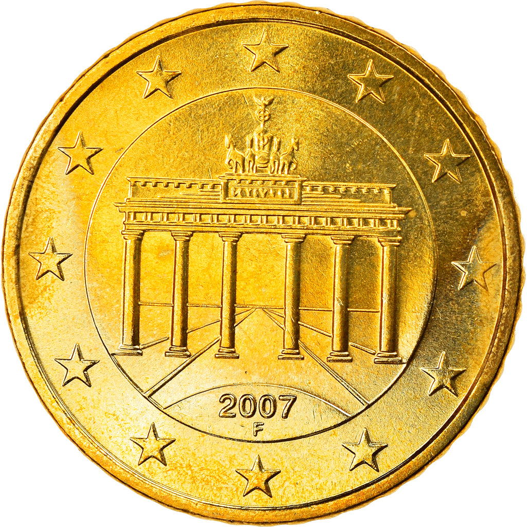 GERMANY - FEDERAL REPUBLIC, 50 Euro Cent, 2007, Stuttgart, MS(63), Brass, KM:256