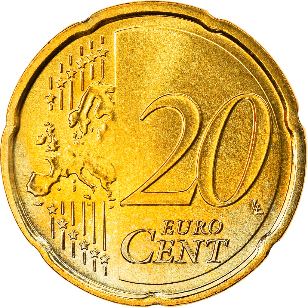 GERMANY - FEDERAL REPUBLIC, 20 Euro Cent, 2007, Stuttgart, MS(63), Brass, KM:255
