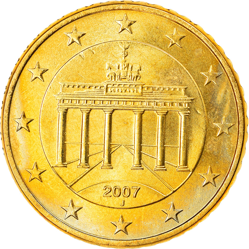GERMANY - FEDERAL REPUBLIC, 50 Euro Cent, 2007, Hambourg, MS(63), Brass, KM:256
