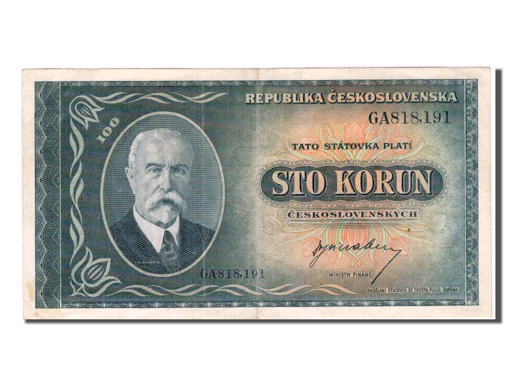 Czechoslovakia, 100 Korun, 1945, KM #63a, EF(40-45), GA