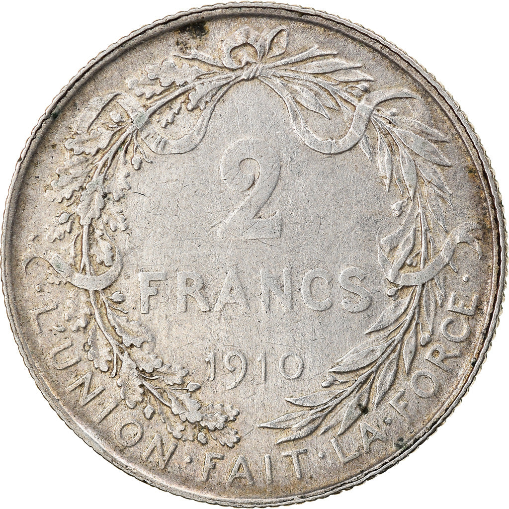 Coin, Belgium, 2 Francs, 2 Frank, 1910, VF(30-35), Silver, KM:74