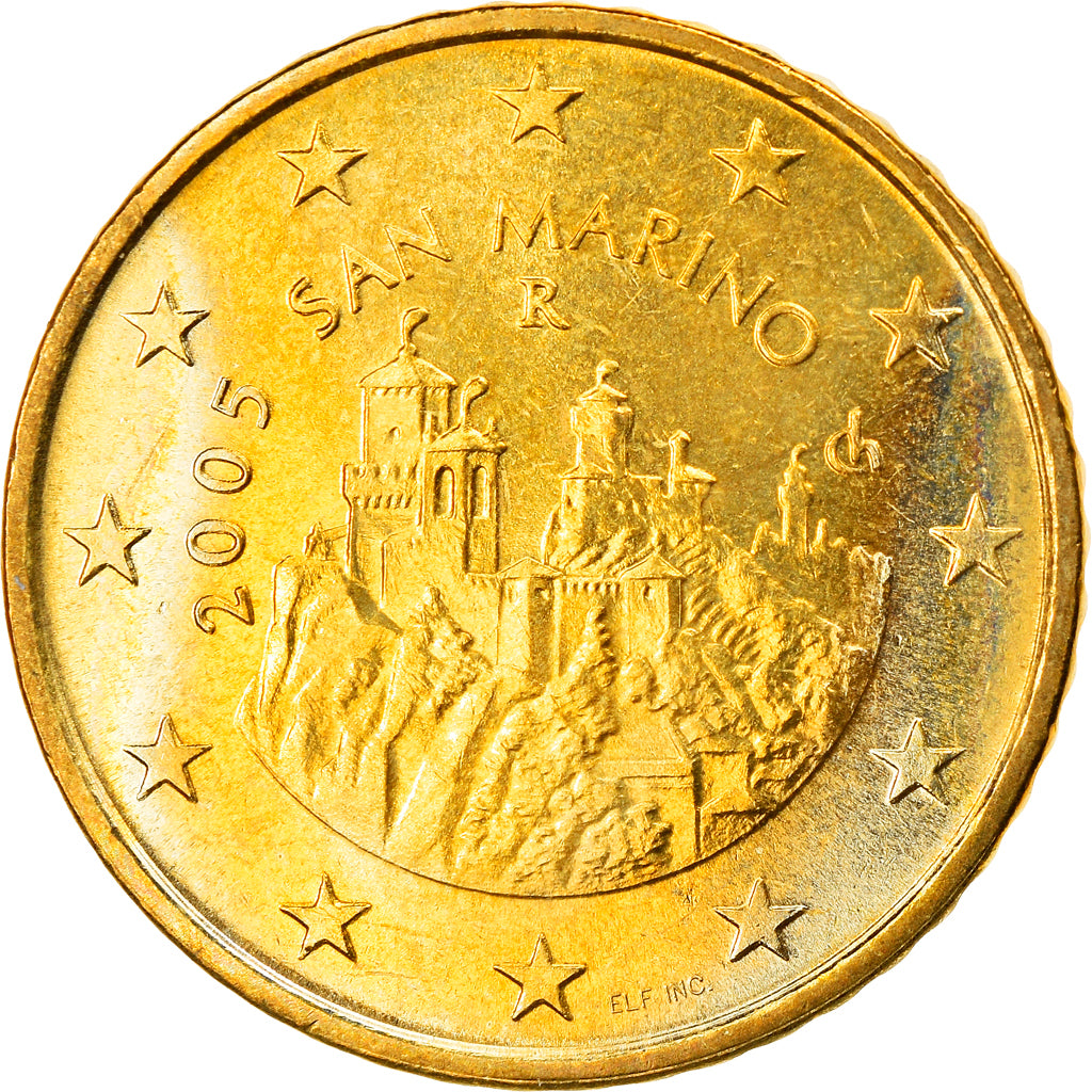 San Marino, 50 Euro Cent, 2005, MS(63), Brass, KM:Pn6