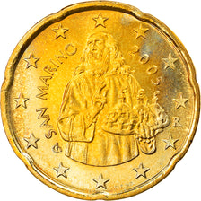 San Marino, 20 Euro Cent, 2005, Rome, MS(63), Brass, KM:444