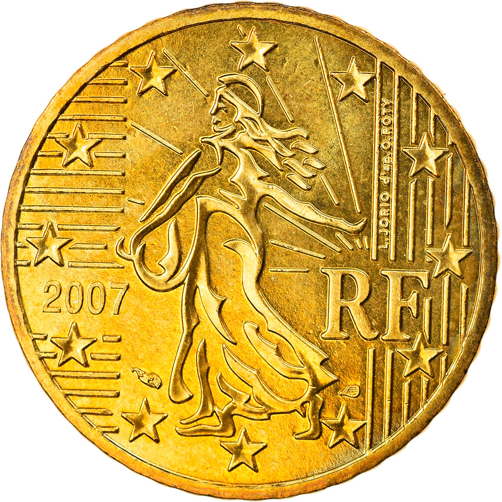 France, 50 Euro Cent, 2007, Paris, BU, MS(65-70), Brass, Gadoury:6a., KM:1412