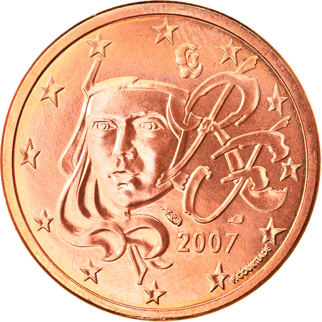 Frankrijk, 5 Euro Cent, 2007, Paris, BU, FDC, Copper Plated Steel, Gadoury:3