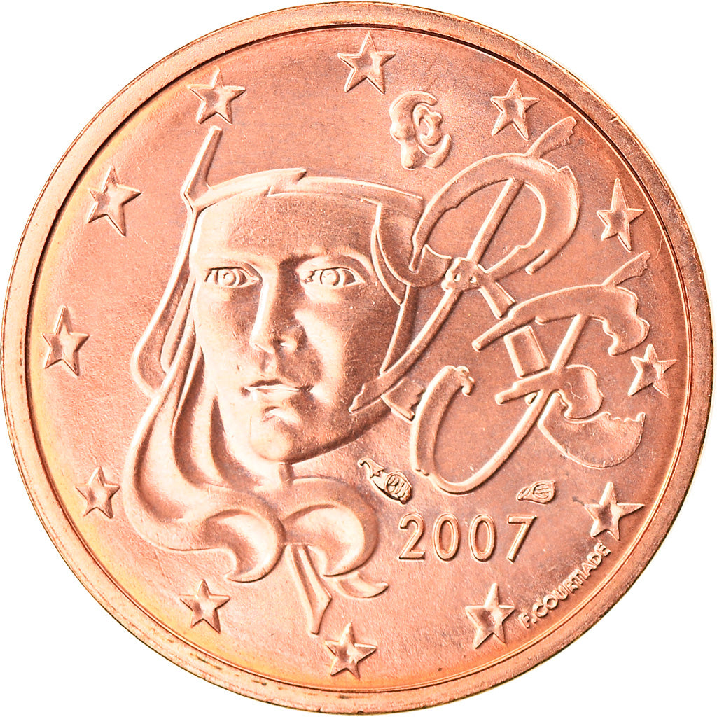 France, 2 Euro Cent, 2007, Paris, BU, FDC, Copper Plated Steel, Gadoury:2
