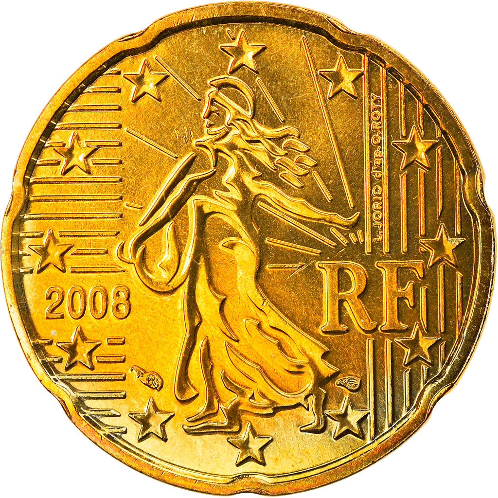 France, 20 Euro Cent, 2008, Paris, BU, FDC, Laiton, Gadoury:5a, KM:1411