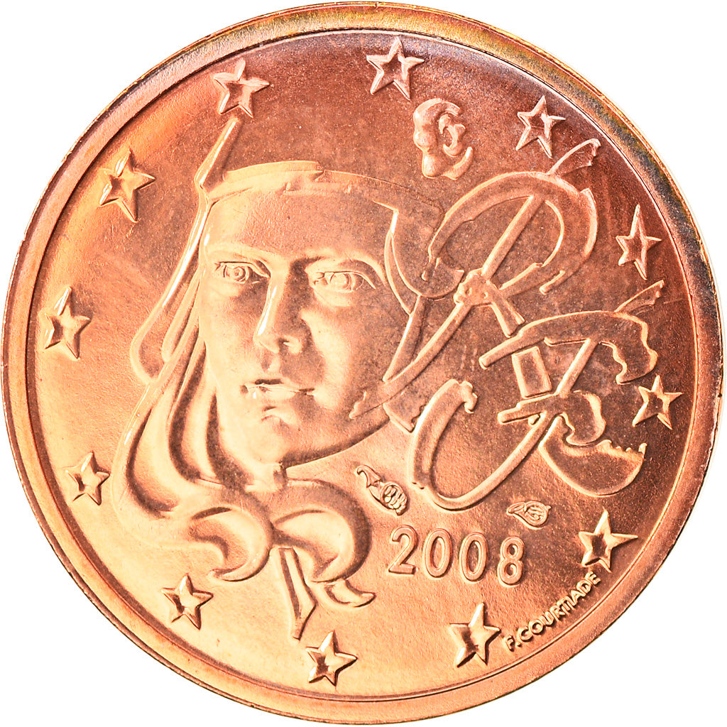 France, 2 Euro Cent, 2008, Paris, BU, FDC, Copper Plated Steel, Gadoury:2