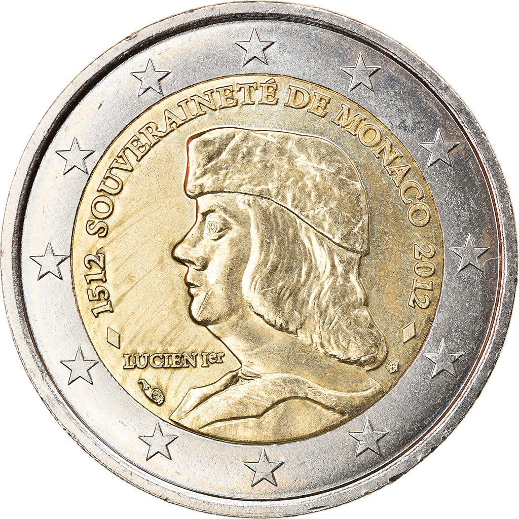 Monaco, 2 Euro, Lucien Ier de Monaco, 2012, Paris, AU(50-53), Bi-Metallic