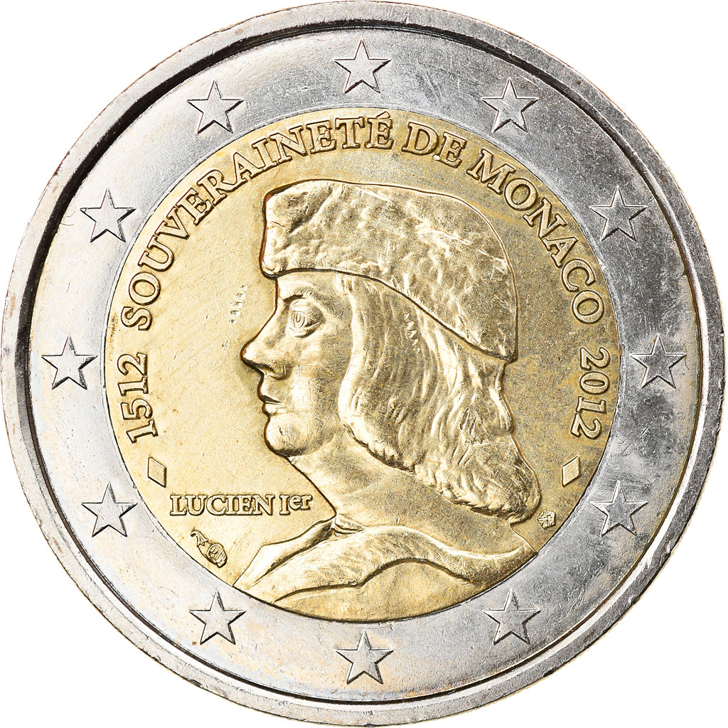 Monaco, 2 Euro, Lucien Ier de Monaco, 2012, Paris, TTB+, Bi-Metallic, Gadoury:MC