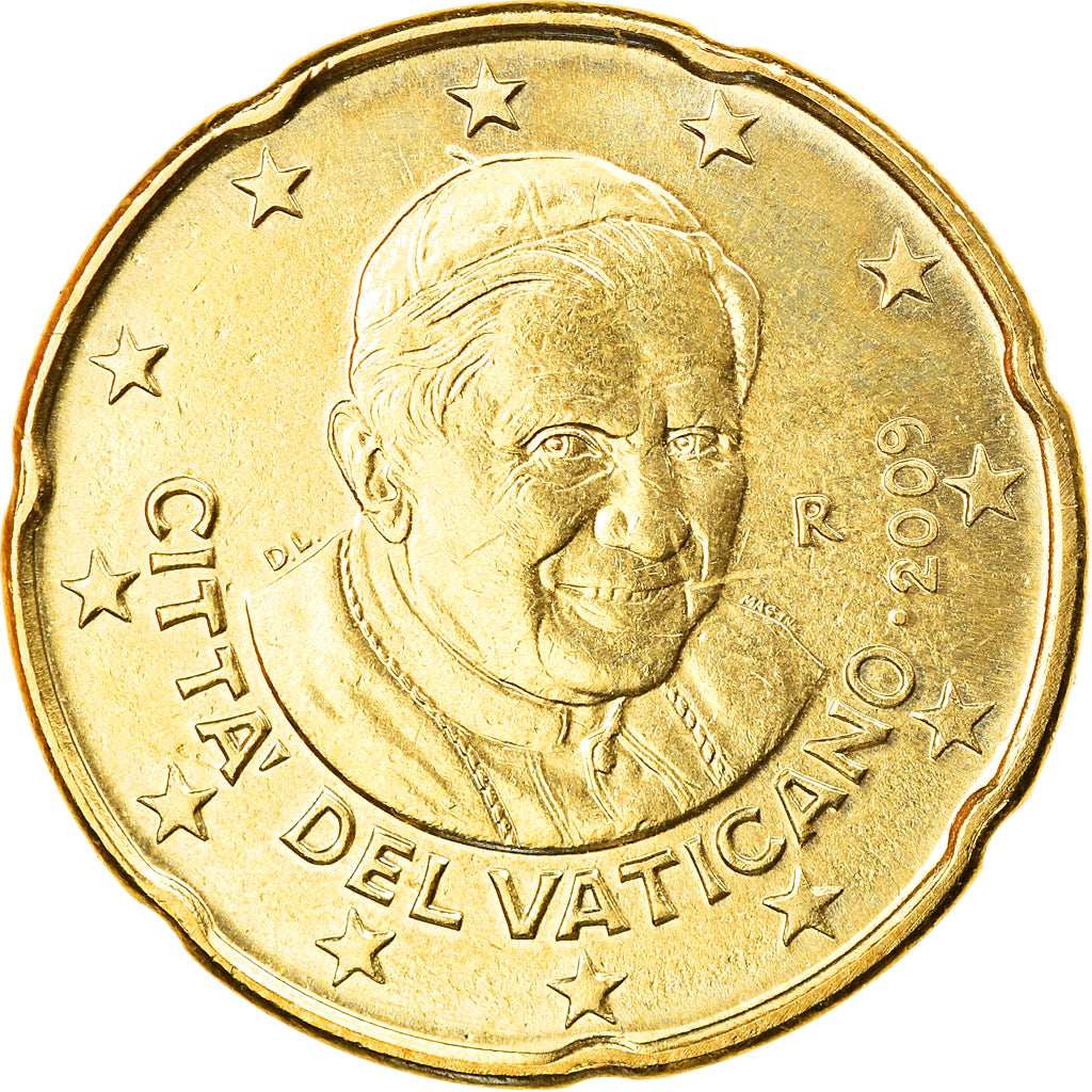 VATICAN CITY, 20 Euro Cent, 2009, Rome, MS(63), Brass, KM:386