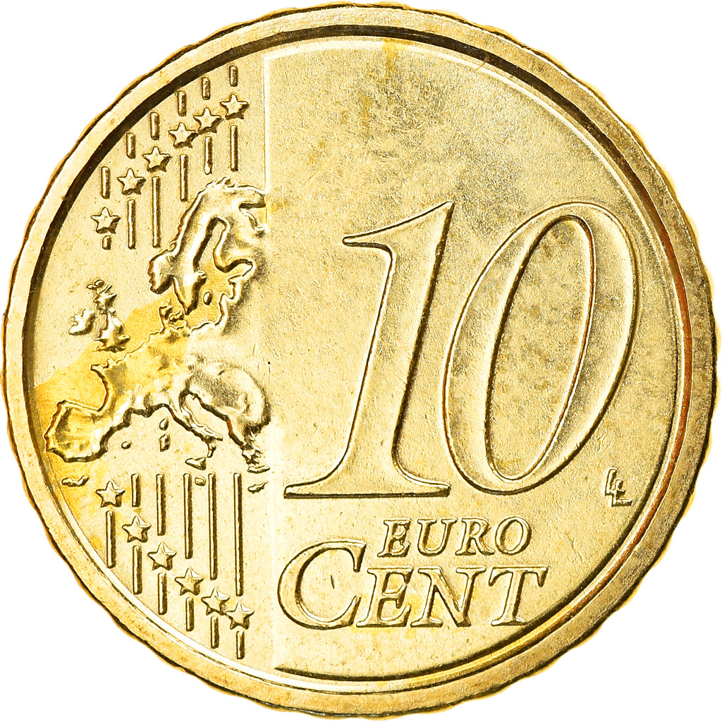 VATICAN CITY, 10 Euro Cent, 2010, Rome, MS(63), Brass, KM:385