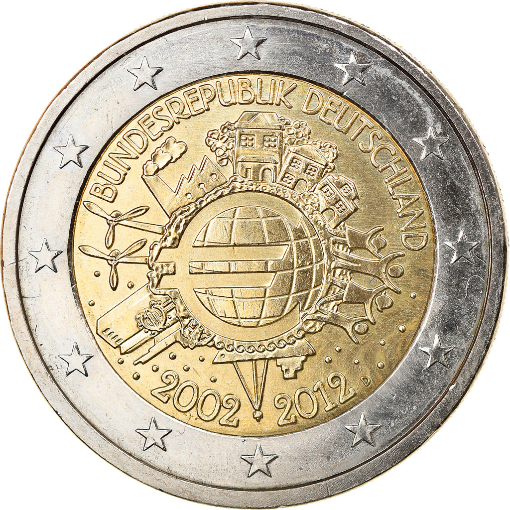 Germany, 2 Euro, 10 years euro, 2012, Munich, MS(63), Bi-Metallic, KM:New