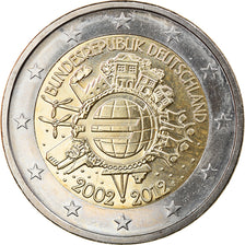 GERMANY - FEDERAL REPUBLIC, 2 Euro, 10 years euro, 2012, Stuttgart, MS(63)