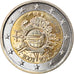 Belgia, 2 Euro, 10 years euro, 2012, MS(63), Bimetaliczny