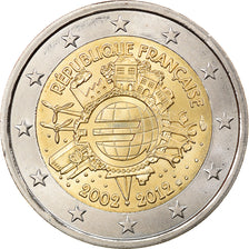 France, 2 Euro, 10 ans de l'Euro, 2012, Paris, MS(63), Bi-Metallic, Gadoury:14.