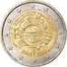 France, 2 Euro, 10 ans de l'Euro, 2012, Paris, MS(63), Bi-Metallic, Gadoury:14.