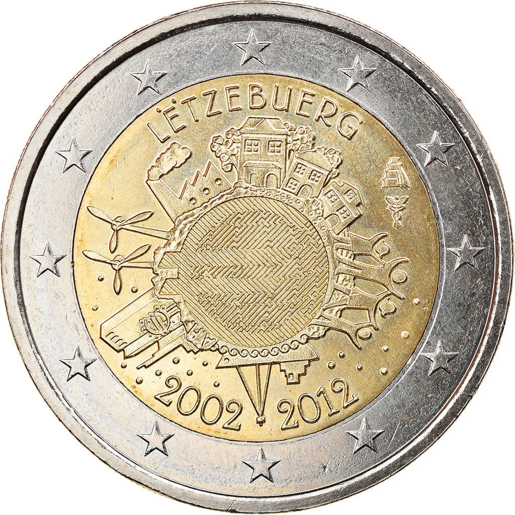 Luxemburgo, 2 Euro, 10 ans de l'Euro, 2012, Utrecht, EF(40-45), Bimetálico