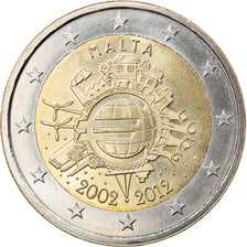 Malta, 2 Euro, 10 Jahre Euro, 2012, SC, Bimetálico, KM:139