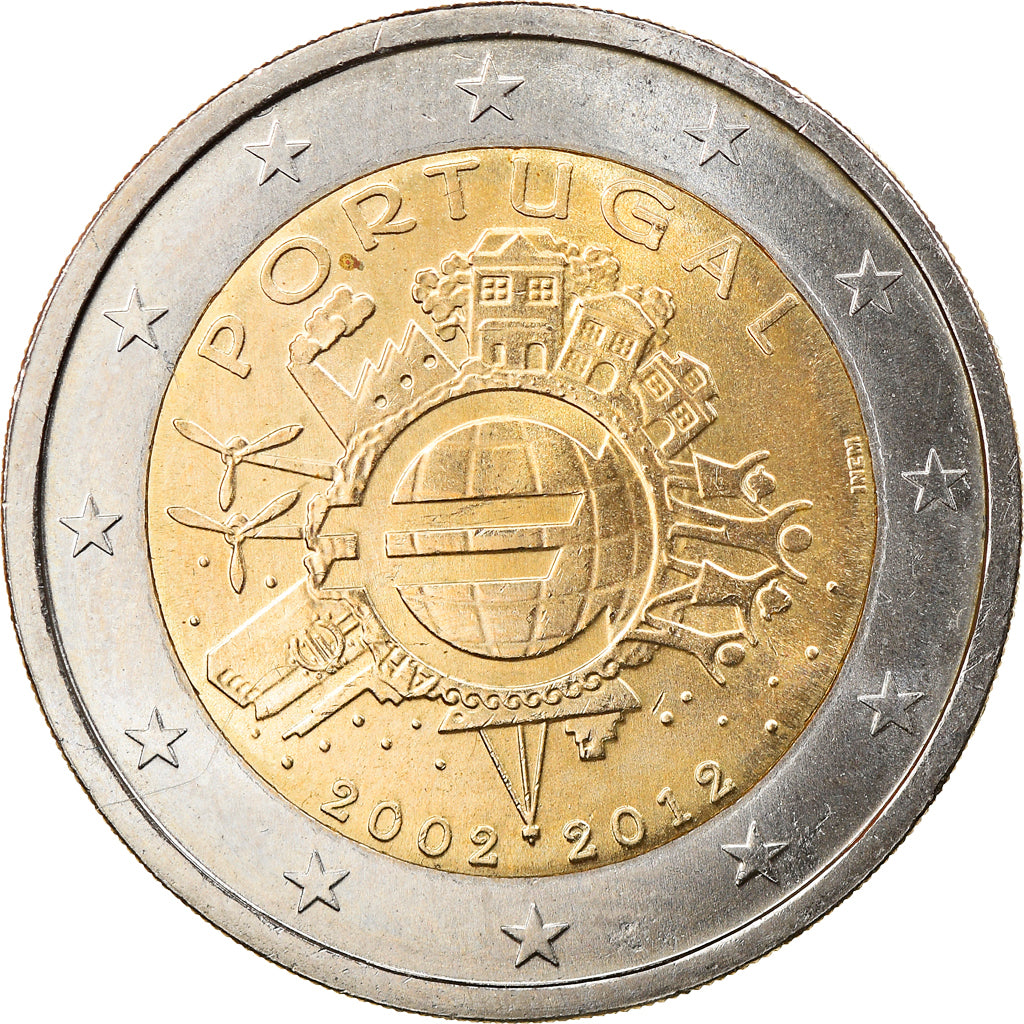Portugal, 2 Euro, 10 ans de l'Euro, 2012, Lisbon, MS(63), Bi-Metallic, KM:812