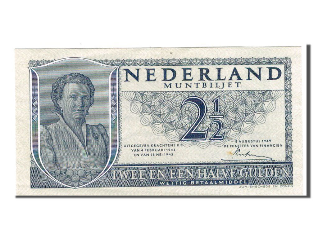 Netherlands, 2 1/2 Gulden, 1949, KM #73, AU(55-58), 5UQ