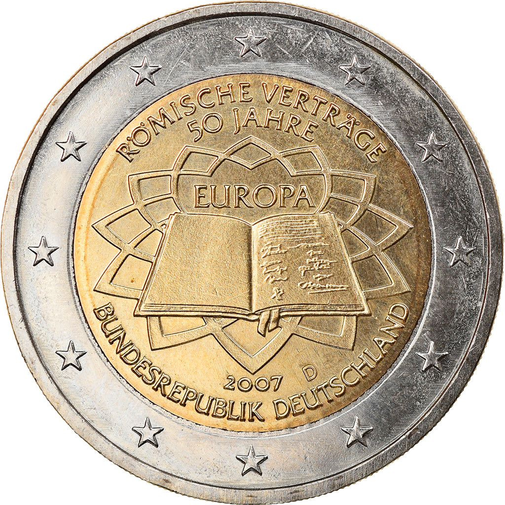 Germany, 2 Euro, 2007, Munich, TRAITÉ DE ROME 50 ANS, EF(40-45), Bi-Metallic