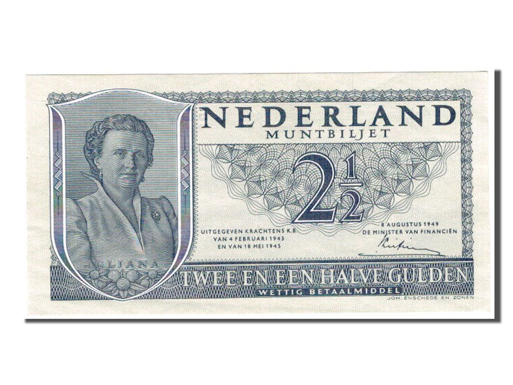 Paesi Bassi, 2 1/2 Gulden, 1949, SPL