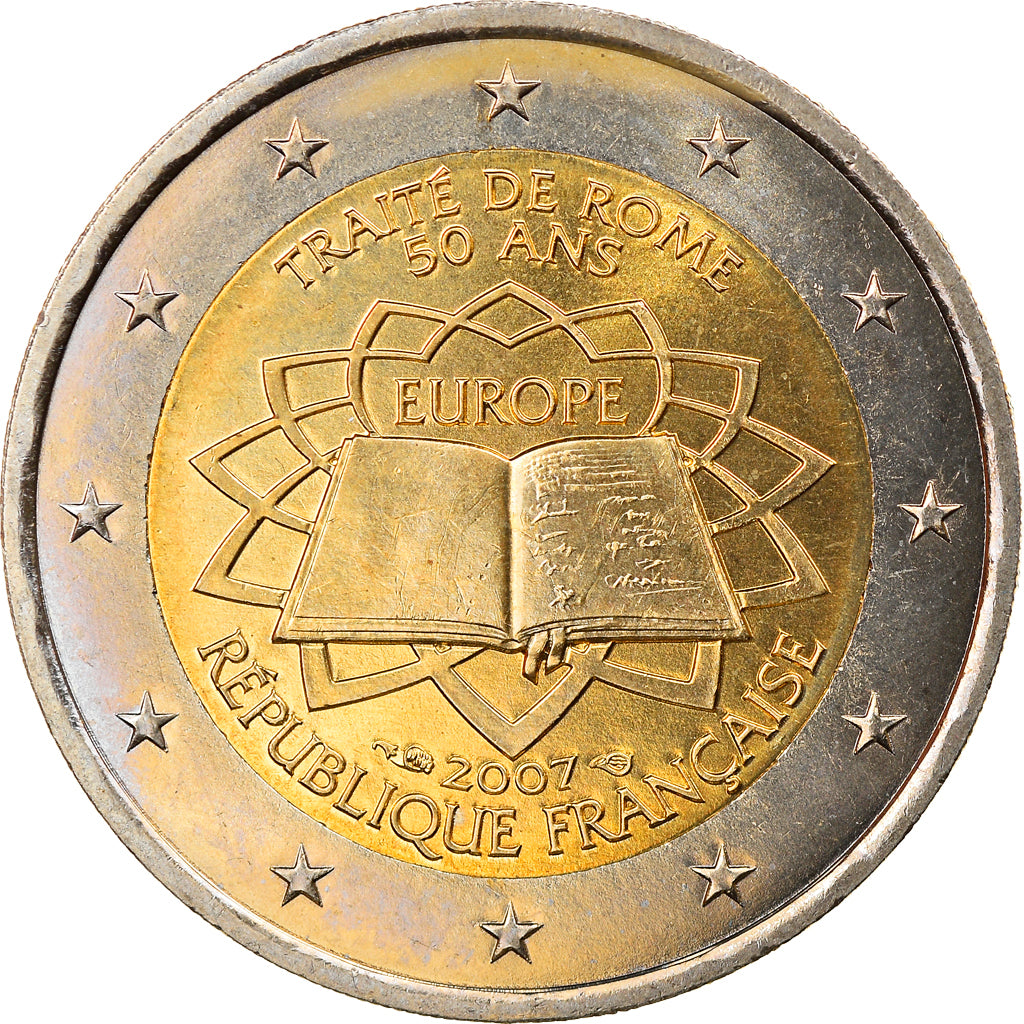 France, 2 Euro, Traité de Rome 50 ans, 2007, Paris, SPL, Bi-Metallic, KM:1460