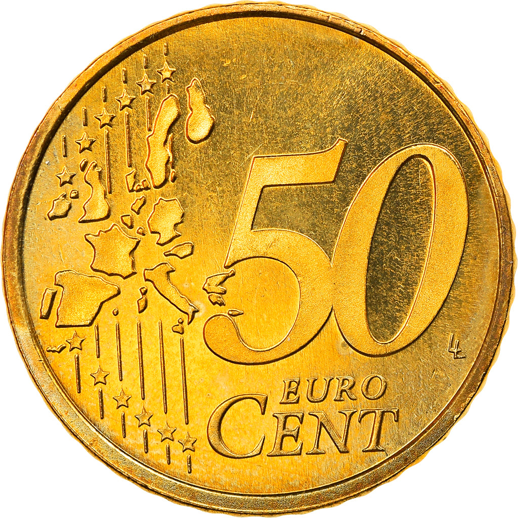 Países Baixos, 50 Euro Cent, 2002, Utrecht, MS(63), Latão, KM:239
