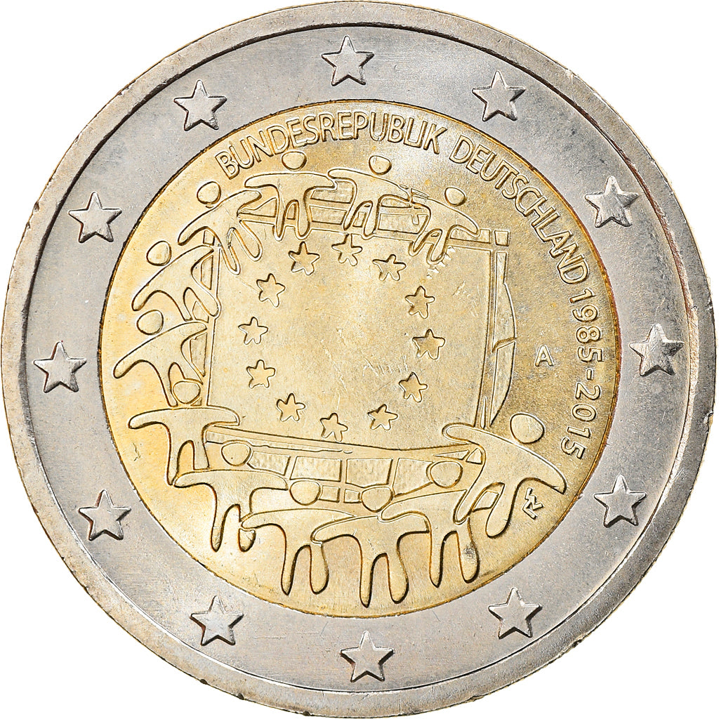 Niemcy - RFN, 2 Euro, Drapeau européen, 2015, Berlin, MS(63), Bimetaliczny