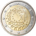Letonia, 2 Euro, 2015, 30 ans   Drapeau européen, SC, Bimetálico, KM:New