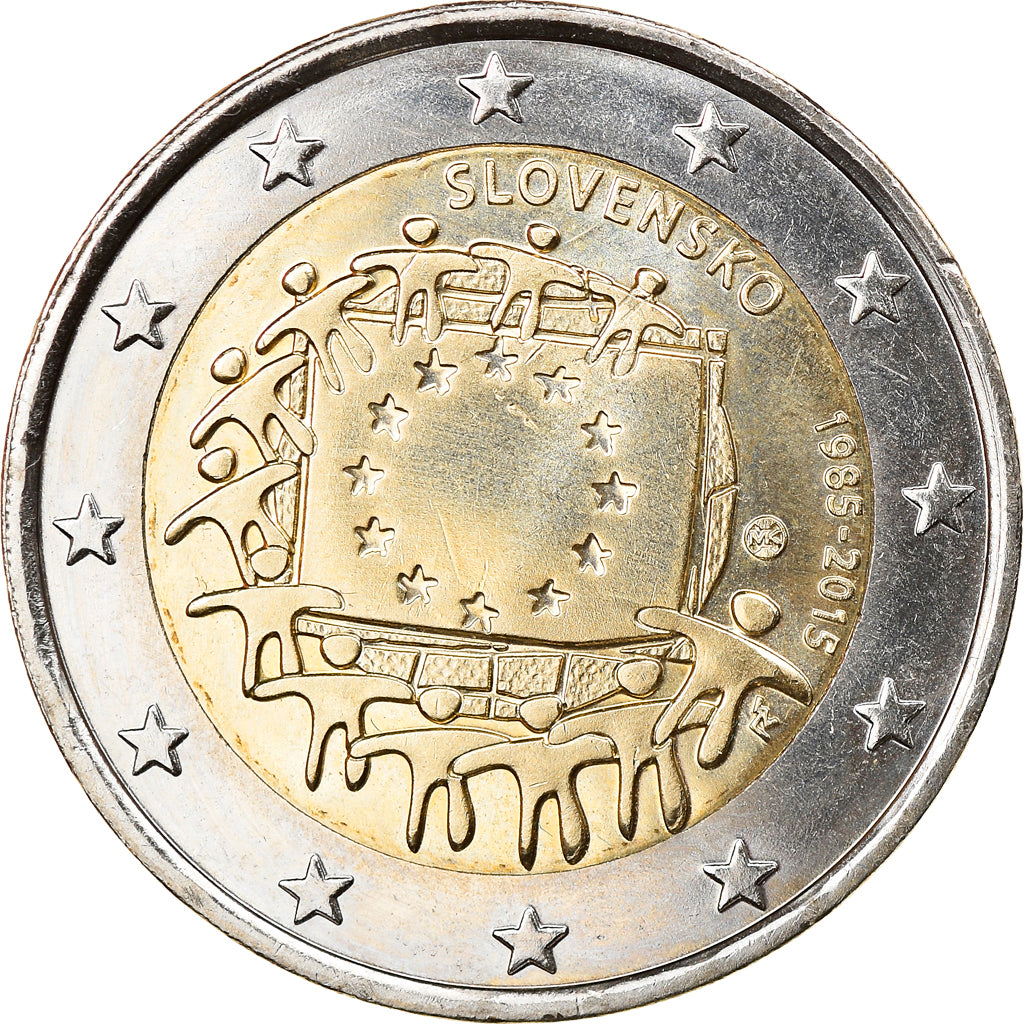 Slovacchia, 2 Euro, 2015, 30 ans   Drapeau européen, SPL, Bi-metallico, KM:New