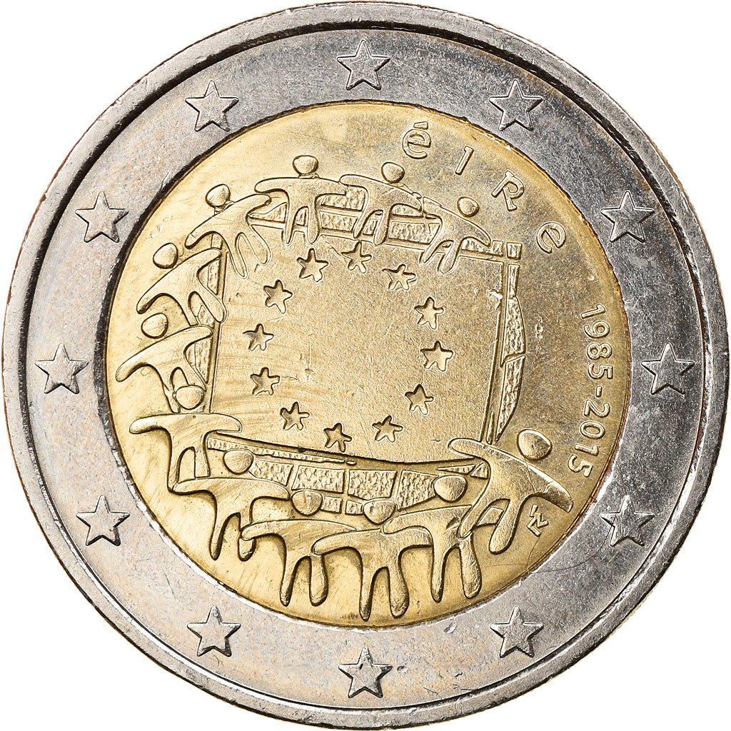 Ireland, 2 Euro, Drapeau européen, 2015, Sandyford, EF(40-45), Bi-Metallic