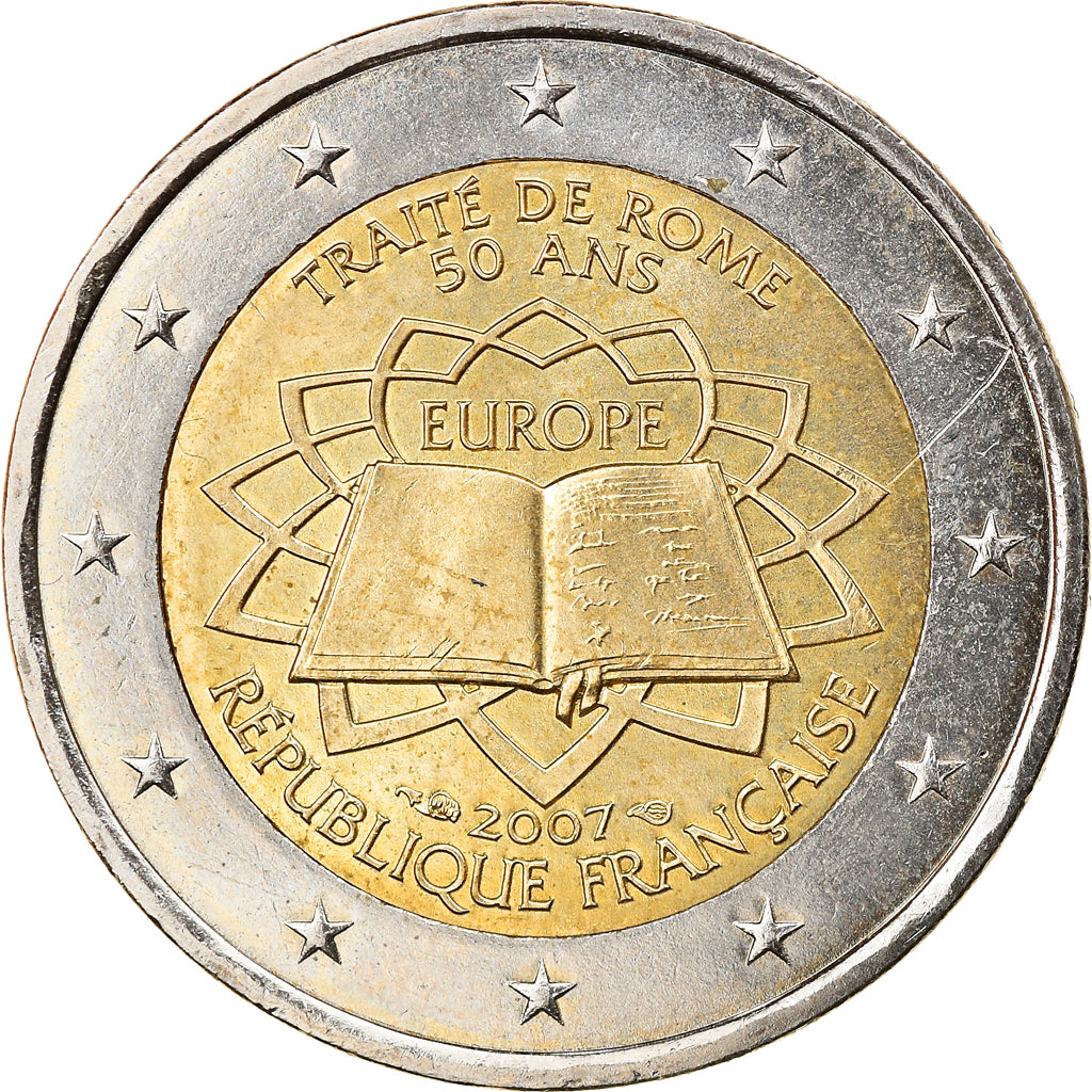 France, 2 Euro, Traité de Rome 50 ans, 2007, Paris, TTB+, Bi-Metallic, KM:1460