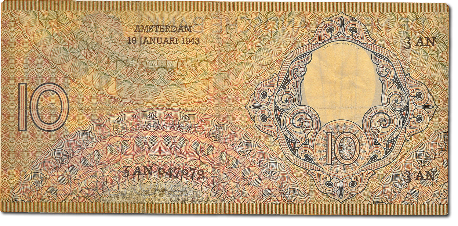 Banknote, Netherlands, 10 Gulden, 1943, EF(40-45)