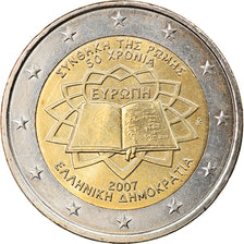 Grecia, 2 Euro, Traité de Rome 50 ans, 2007, Athens, BB+, Bi-metallico, KM:216