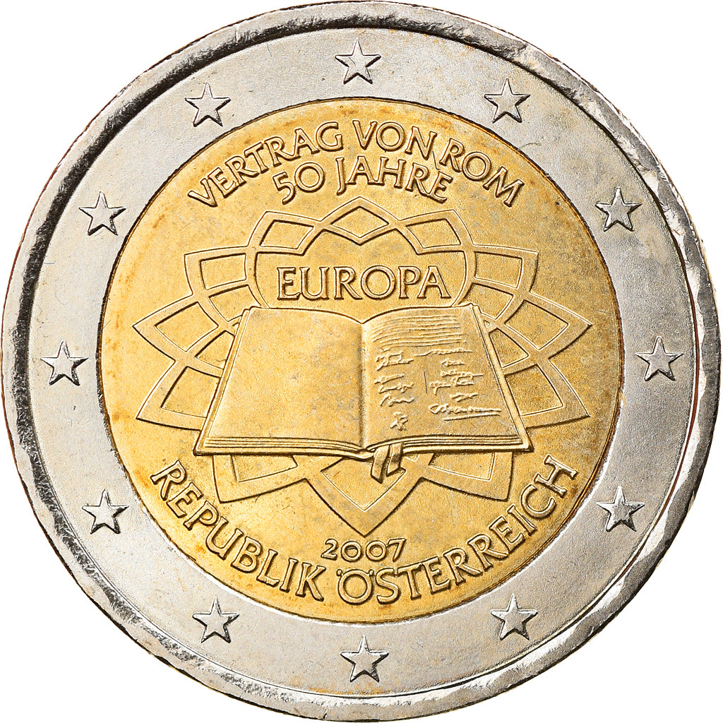 Autriche, 2 Euro, Traité de Rome 50 ans, 2007, Vienna, TTB+, Bi-Metallic