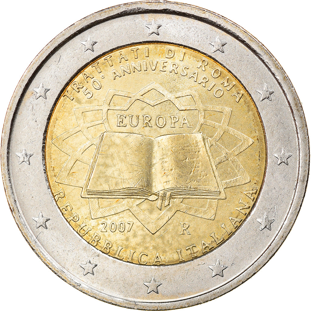 Italy, 2 Euro, Traité de Rome 50 ans, 2007, Rome, EF(40-45), Bi-Metallic