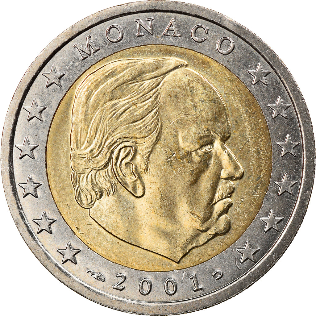 Monaco, 2 Euro, 2001, Paris, EF(40-45), Bi-Metallic, KM:186