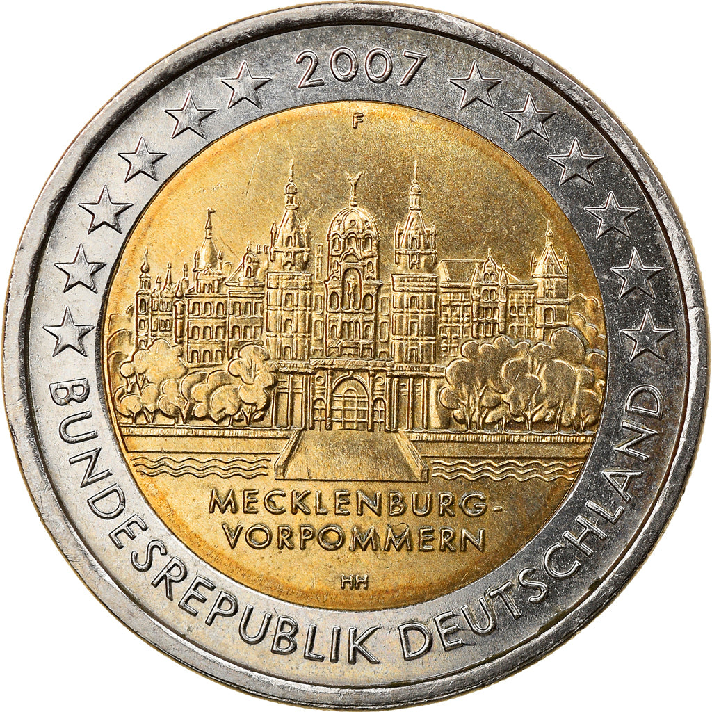 GERMANY - FEDERAL REPUBLIC, 2 Euro, 2007, Stuttgart, MS(63), Bi-Metallic, KM:260