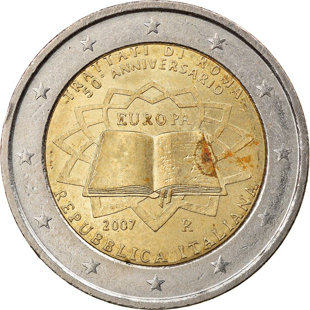 Italy, 2 Euro, Traité de Rome 50 ans, 2007, Rome, EF(40-45), Bi-Metallic