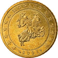 Monaco, 50 Euro Cent, 2001, Paris, EF(40-45), Brass, KM:172