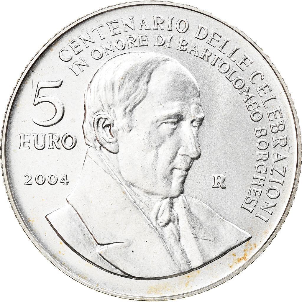 San Marino, 5 Euro, 2004, Rome, Bartolomeo Borghesi, MS(65-70), Silver, KM:458
