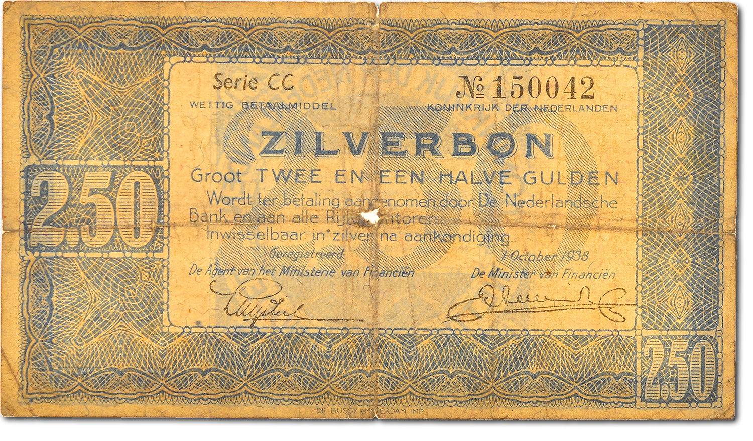 Banknote, Netherlands, 2 1/2 Gulden, 1938, VF(20-25)